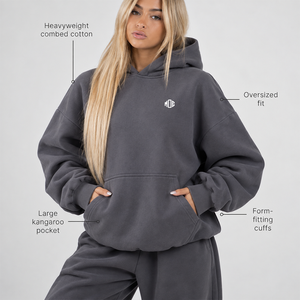 Women’s <b>Oversized</b> <b>Fleece</b> <b>Hoodie</b> Set Heavyweight Cotton Blend Pullover Sweatshirt Jogger Co Ord Loungewear Streetwear Hoodies USA - Product Image 1