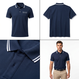 Chemise décontractée à manches courtes pour homme, coupe ajustée, en toile respirante 180g (Spandex/Coton), avec logo personnalisé, pour le golf, vente en gros - Product Image 5