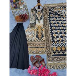 Ensemble haut en soie, pantalon palazzo et dupatta pour femmes, vêtements de soirée de créateur - Product Image 5