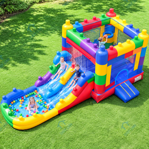 Castillo Inflable THUY LINH con Tobogán, Bloques de Construcción, PVC, Fácil de Instalar, para Niños, Jardín, Fiestas, Alquiler - Product Image 5