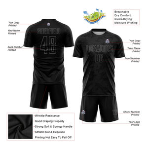 ชุดฟุตบอลแบบซับลิเมชั่นสีดำเทาแบบกำหนดเอง เสื้อฟุตบอลส่วนตัว ระบายอากาศได้ดี ซับเหงื่อ ชุดกีฬาสำหรับทีม - Product Image 5