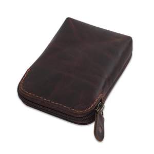 Estuche de Cuero Genuino Personalizado para Cartas de Póker con Cierre, Porta Cartas Marrón Vintage, Bolsa de Almacenamiento para Viaje - Product Image 3