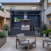 Abri de cuisine extérieur privé en acier inoxydable, robuste et durable, avec barbecue à gaz intégré, antirouille, pour villa