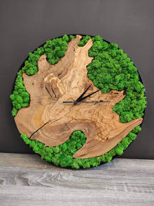 Rustic Wood <b>Wall</b> <b>Clock</b> with Scenic Pattern Round Analog Quartz <b>Clock</b> Antique Style Luxury Home Decor for <b>Living</b> <b>Room</b> - Product Image 4