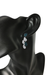 2.65 Cttw Round Cut White & Color Enhanced Blue Natural Diamond Teardrop <b>Dangle</b> <b>Earrings</b> for Womens 925 Sterling <b>Silver</b>, G-H - Product Image 4
