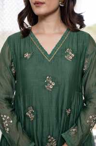 Salwar Kameez indien pakistanais élégant, tissu en soie Chanderi, broderie Zari, tenue de fête fantaisie, décontractée, traditionnelle pour femmes - Product Image 4