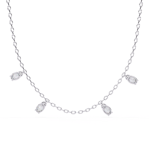 Luxury Crafted Oval Cut Diamond Jewellery PT950 Dangle <b>Necklace</b> Multiple Shimmering Platinum Lab Grown Diamond - Product Image 3