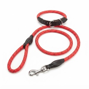Laisse pour chien en nylon durable avec coutures réfléchissantes et poignée en cuir pour une utilisation en extérieur - Product Image 1