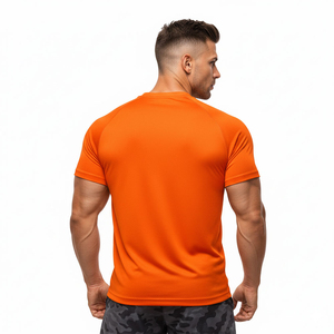 New Gym Men's <b>Orange</b> Short Sleeve <b>T</b>-<b>Shirt</b> O-Neck Quick Dry Casual Printed Letter Design Regular Fit Jersey Knitted Cotton 320g - Product Image 2
