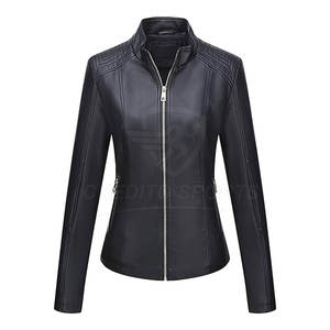 Chaqueta de Cuero para Mujer, Estilo Elegante, Costuras Duraderas, Aspecto Moderno para Uso Urbano, Chaqueta de Cuero de Alta Calidad - Product Image 5