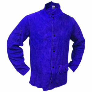 Veste de soudeur en cuir de vachette pleine fleur de haute qualité, résistante, pour la sécurité industrielle et la construction, vêtement de travail en coton pour la protection du corps - Product Image 2