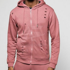 Best Selling <b>Pullover</b> <b>Men</b> Distressed Tracksuits Winter Wear Custom Solid Color Distressed Tracksuits - Product Image 3