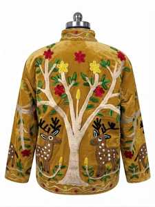 Chaqueta Suzani Amarillo Mostaza, Chaqueta Bordada a Mano para Mujer, Abrigo con Bordado Floral Bohemio, Chaqueta Suzani de Estilo Vintage - Product Image 3