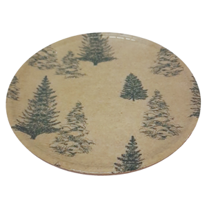 Assiette ronde en bois émaillé à la vente chaude, impression d'autocollant de paon, design classique, plat et plateau pour servir les aliments dans les restaurants, fait à la main - Product Image 4