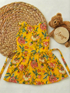 Ensemble Kurta et Pantalon Peplum Ethnique Traditionnel Moutarde pour Bébé Fille, en Coton, Séchage Rapide, Longueur Genou, Coupe Classique, Multi-Occasions - Product Image 3