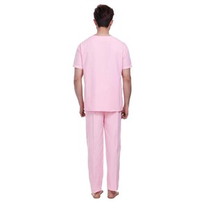 Men's Pink <b>Scrub</b> Set Short Sleeve V-Neck With Pockets Hospital Uniform Woven Cotton Polyester Blend - Product Image 2