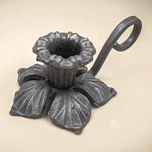 Iron Candle Stand with Twisted Handle Durable Home Decoration Metal Holder <b>Black</b> Finish Classic Design - Product Image 4