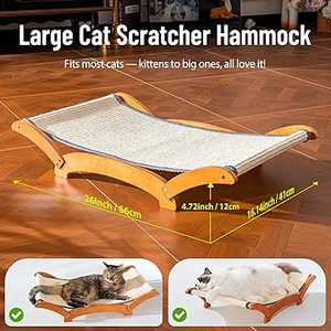 Hamac et lit de repos pour chats de grande taille, durable, avec griffoir intégré, chaise en bois massif pour chatons, facile à assembler - Product Image 2