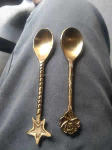 Cucharadita de girasol chapada en oro hecha a mano, estilo religioso personalizado, decoración del hogar europeo, modelo de Metal, artesanos expertos, arte de acero - Product Image 6