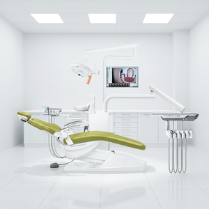 Fauteuil dentaire complet 2026 d'occasion en bon état, avec lampe chirurgicale LED noire, alimentation électrique, garantie 5 ans, certifié CE - Product Image 3