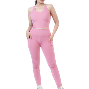 Conjunto de Yoga Personalizado de Tallas Grandes para Mujer, con Logotipo en la Cintura, Transpirable, Sujetador Deportivo, Leggings, para Entrenamiento, Fitness, Sin Costuras, en Forma de V, Ecológico - Product Image 3