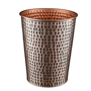 Antique Copper Metal Hammered Wastebasket Trash Can for Home Office <b>Bedroom</b> Storage Basket Metal Waste <b>Bin</b> - Product Image 1