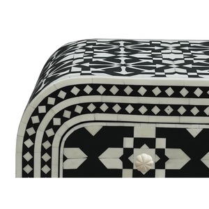 ILAHI's Bone Inlay Table Modern Design Agate Detailing Storage Portable Home Furniture - Product Image 4
