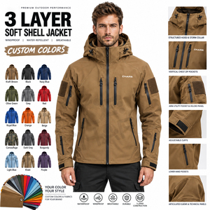 Waterproof Eco-Friendly Windproof Hiking Bomber <b>Jacket</b> <b>Men</b> High Street Breathable Winter Hooded Zipper OEM Custom Brand <b>Long</b> - Product Image 1