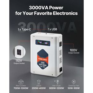 Convertitore di Tensione Industriale 3000VA 220V/110V con 2 Prese USA e USB, Potenza Nominale 1000W, Uscita AC 220V - Product Image 2