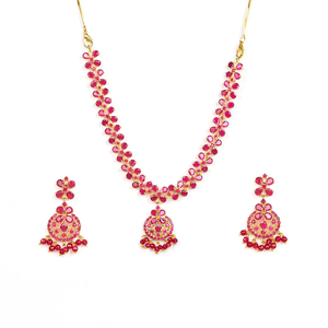 Handmade <b>Ruby</b> Gold Plated Premium <b>Necklace</b> Red Bride Wedding <b>Necklace</b> Jewelry At Factory Price - Product Image 4
