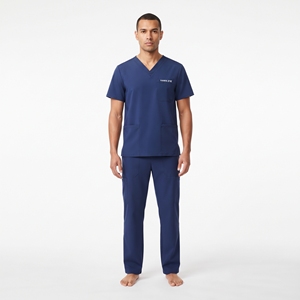 Men's Medical Scrub <b>Set</b> Polyester Spandex V Neck Top Cargo Pants Breathable Soft Nursing <b>Doctor</b> Hospital Uniform - Product Image 5