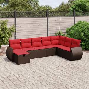 Juego de sofás de patio de ratán sintético marrón de 8 piezas con cojines, elegantes muebles de exterior - Product Image 1