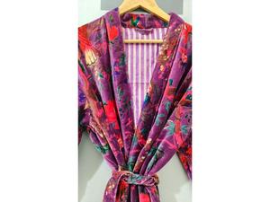 Robe Kimono Longue en Velours Tricoté Imprimé de Luxe, Épaisse, pour l'Automne et l'Hiver, Peignoir de Demoiselle d'Honneur, Robe de Chambre pour Femme, Violet - Product Image 6