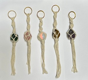 Premium Quality Colorful Stone And White Rope Keychain Holder Suitable For Gift And Decorative <b>Object</b> Handcrafted From India - Product Image 1