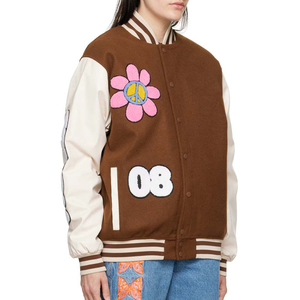 Veste courte de style universitaire pour femme, la plus variée et tendance, à manches longues, coupe courte, décontractée, couleur personnalisable, broderie chaude - Product Image 3