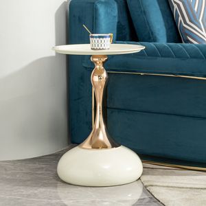 <b>Small</b> Round White Side <b>Table</b> for <b>Small</b> Spaces-Perfect Cocktail or Living Room <b>Coffee</b> <b>Table</b> - Product Image 3