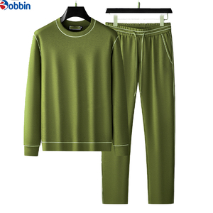 Conjunto Deportivo de Algodón para Hombre Bobbin, Cuello Redondo, Manga Larga, Color Sólido, Informal, para Otoño, Pantalones con Cordón, Corte Regular, Largo Completo - Product Image 6