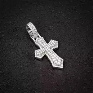 Colgante de Cruz Iced Out Estilo Hip Hop con Micro Pavé, Collar de Cruz de Plata S925, Colgante de Cruz de Jesús, Joyería Religiosa Estilo Rapper - Product Image 4