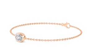 Magnifique bracelet chaîne en or 9 carats avec diamant de laboratoire ovale serti clos de 1,00 ct - Product Image 2