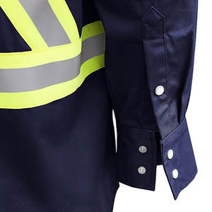 Camisa de Trabajo de Alta Visibilidad para Hombre, 100% Algodón FR, Manga Larga, Cierre de Botones a Presión, Resistente a las Llamas, Reflectante, Industrial - Product Image 2