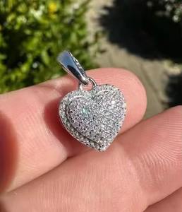 Pendentifs Cœur 3D en Argent Sterling 925 Massif pour Femme, Plaqué Or Classique, Tailles 8mm 10mm 12mm 15mm, Approuvé par le Testeur de Diamants - Product Image 3