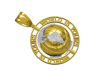 Pendentif globe terrestre personnalisé avec diamants de laboratoire, plaqué argent 925, pendentif hip-hop, bijoux de luxe personnalisés - Product Image 3