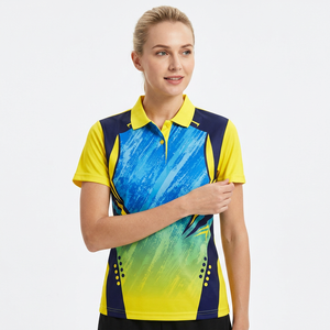 <b>Men's</b> Short Sleeve Polo Shirt Geometric Print Blue Yellow Quick Dry Knitted Polyester Sporty Fit - Product Image 4