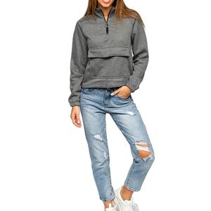 Nueva Sudadera con Media Cremallera y Logotipo Personalizado para Mujer, Corte Holgado, Sudadera con Media Cremallera para Uso Diario - Product Image 4