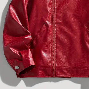 Chaqueta Bomber de Cuero Sintético PU de Diseño Personalizado a la Moda, Unisex, con Logotipo Personalizado, Estilo Vintage, Corte Holgado, Chaqueta Urbana - Product Image 4