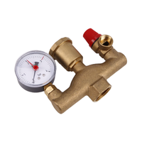 Kit de pièces de chaudière en laiton, raccord fileté, purgeur d'air automatique 1 port, soupape de sécurité 10 bars, puissance hydraulique, température max. 100°C