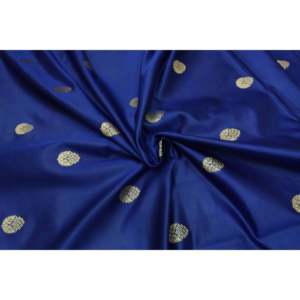 Royal Blue Embroidered Poly Brocade <b>Fabric</b> by the Yard-44 Inch Wide <b>Gold</b> Floral Design - Product Image 4