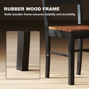 Set di 2 Sedie da Pranzo Nere Stile Rustico con Schienale Aperto in Legno di Gomma per Sala da Pranzo/Soggiorno - Product Image 6