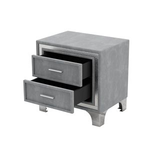 Juego de Dormitorio Gris Tamaño Queen de 3 Piezas, Cama Tapizada con Plataforma, Luces LED y Dos Mesitas de Noche - Product Image 5
