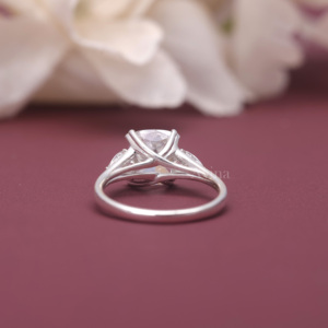 IGI Certified Lab Grown <b>Cushion</b> Diamond Three Stone Engagement <b>Ring</b> Solid 925 Sterling Silver <b>Cushion</b> Cut Diamond <b>Ring</b> - Product Image 6